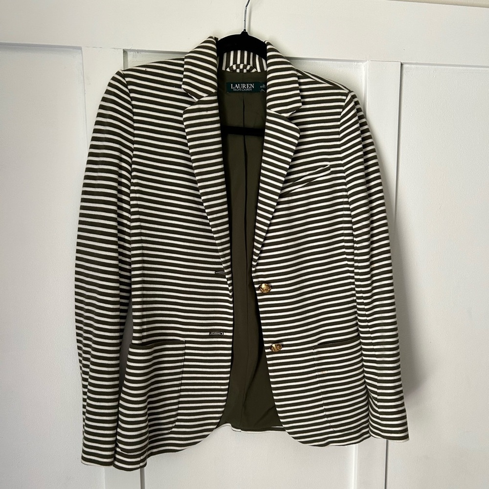 ralph lauren green and white stripe suit jacket.